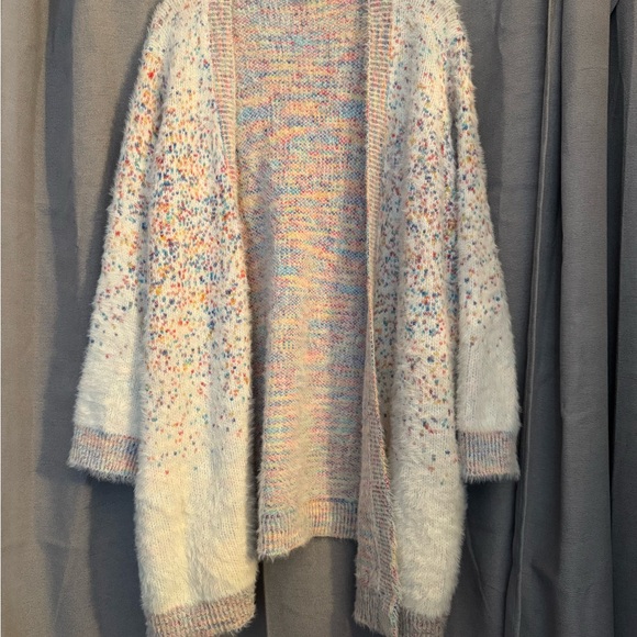 ModCloth Future Looks Fuzzy 3X Rainbow Dot Cardigan with Pockets - Picture 2 of 9